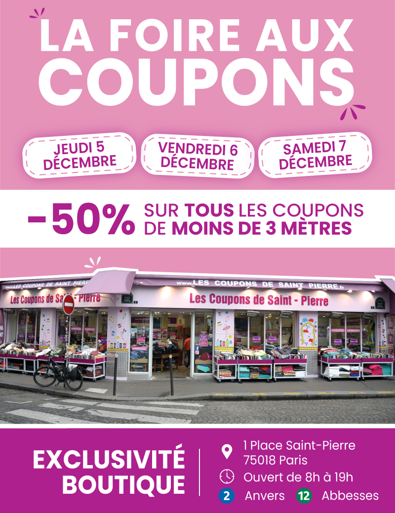 Du 5 au 7 décembre, retrouvez la Foire aux Coupons !