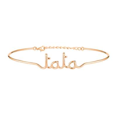 "TATA" Bracelet fil lettering rosé à message