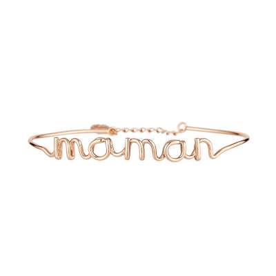 "MAMAN" Bracelet fil lettering rosé à message