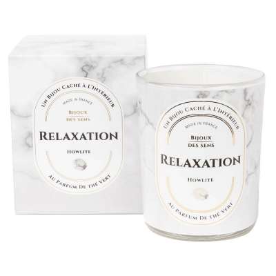 Relaxation - Bougie Fragrance The Vert et Collier Doré Howlite